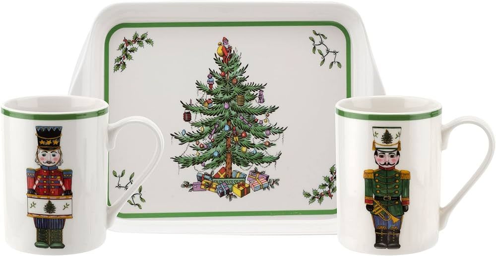 Spode – Christmas Tree Nutcracker Mugs and Tray, 3-Piece Set, Holiday Breakfast Tray, 10-Ounce ... | Amazon (US)