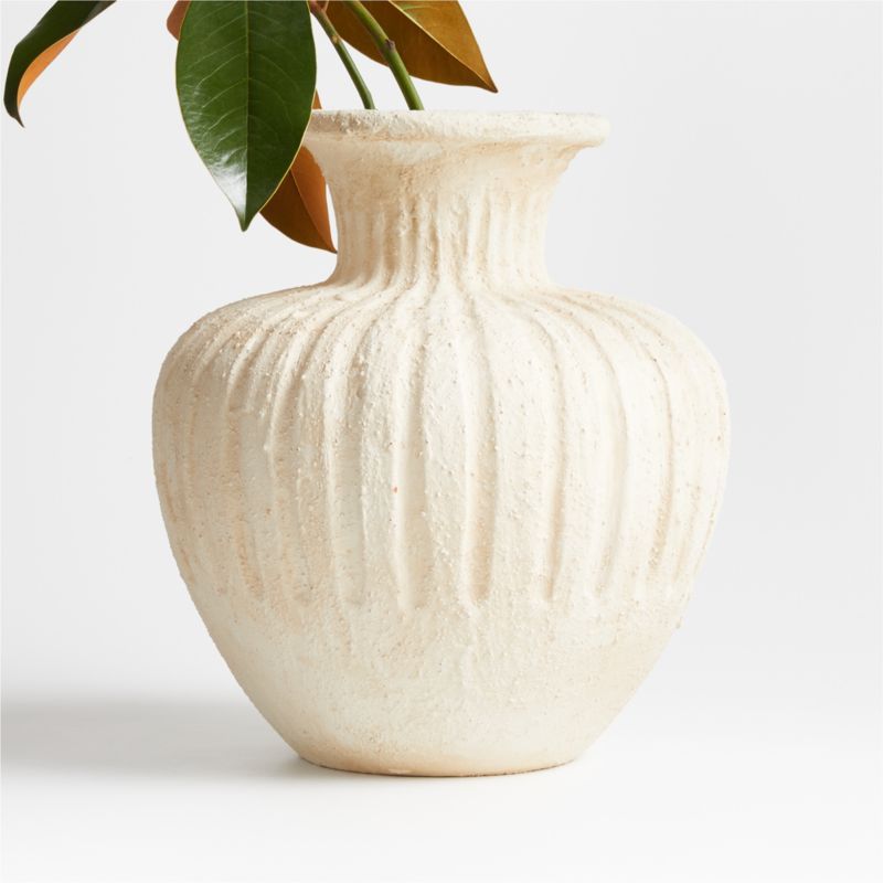 Énorme Cannelée White Textured Vase 15" by Athena Calderone + Reviews | Crate & Barrel | Crate & Barrel
