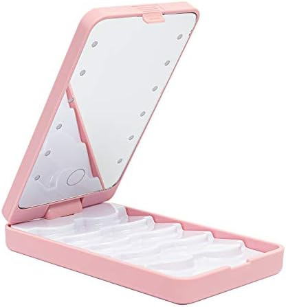 Amazon.com: Buqikma Eyelash Storage Box with Makeup Mirror and LED Light - False Eyelash Case Org... | Amazon (US)