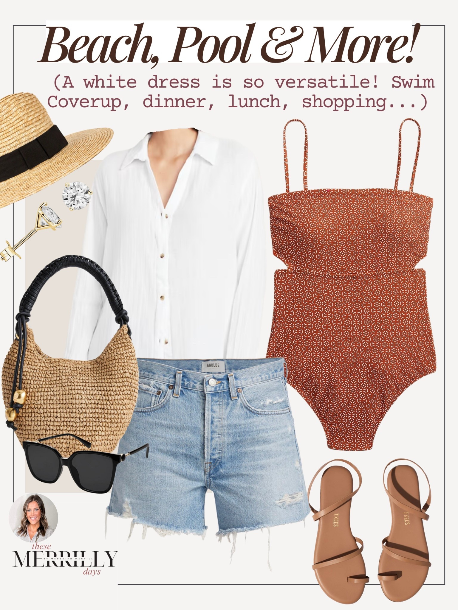 Cruise vacation capsule / swim outfit / one piece swimsuit / cut off shorts / straw bag / swim coverup / I have everything but the swimsuit and straw bag! 👌🏼👌🏼👌🏼

#LTKFindsUnder50 #LTKSwim #LTKFindsUnder100