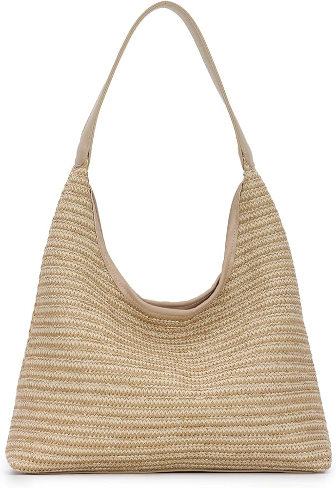 Oweisong Women Summer Beach Bag Straw Bucket Tote Handbag Woven Vacation Purse | Amazon (US)