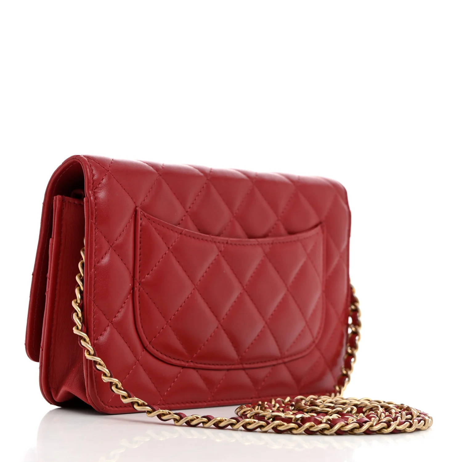Lambskin Gripoix Quilted Wallet On Chain WOC Red | FASHIONPHILE (US)