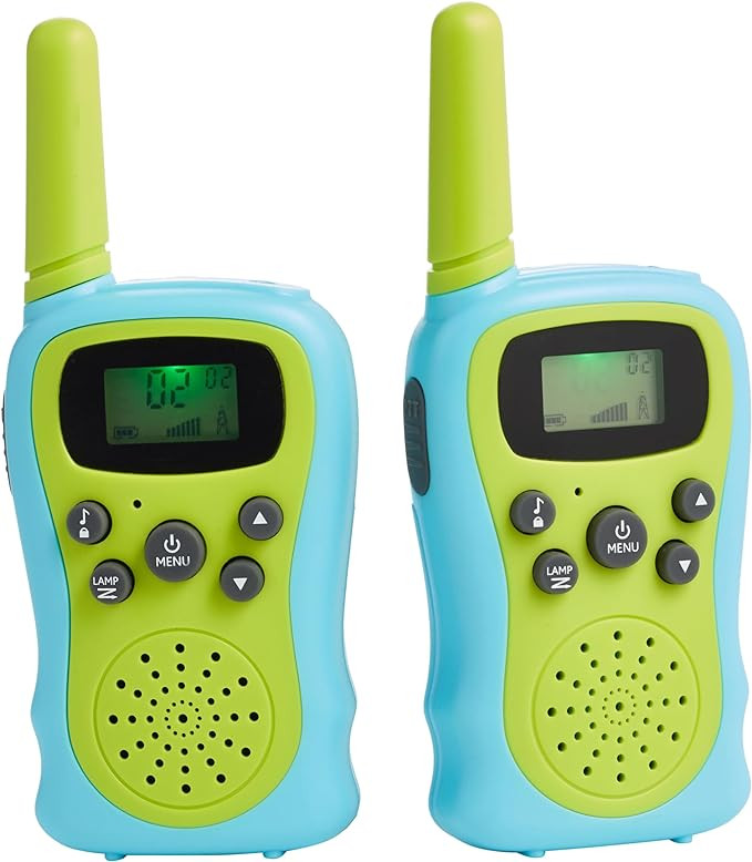 Amazon Basics Kids Walkie Talkie Set, Range Extending Set of 2, for Camping or Birthday Toys, Gre... | Amazon (US)