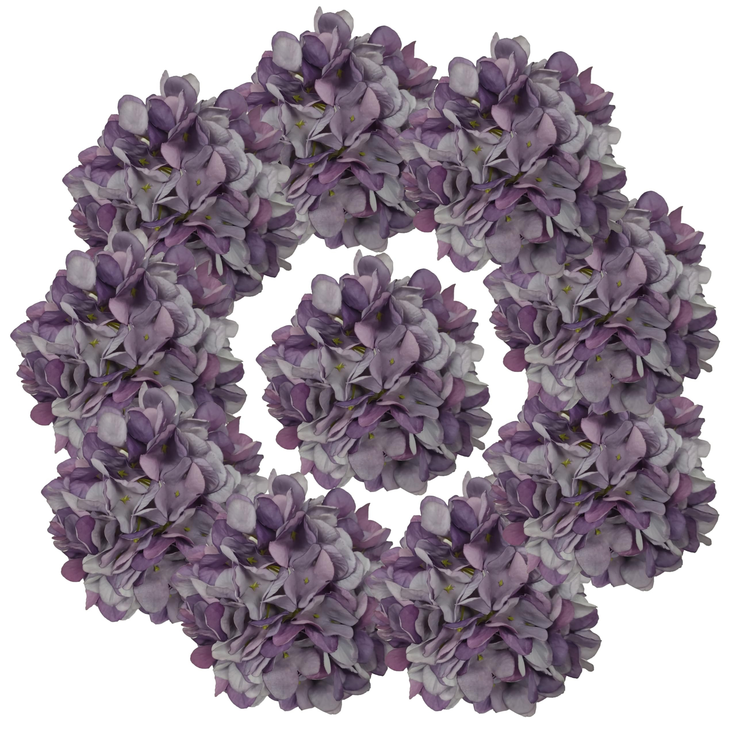 7.1''Purple Hydrangea Artificial Flowers,10Pcs Artificial Silk Hydrangea Heads,81 Petals Faux Hyd... | Amazon (US)