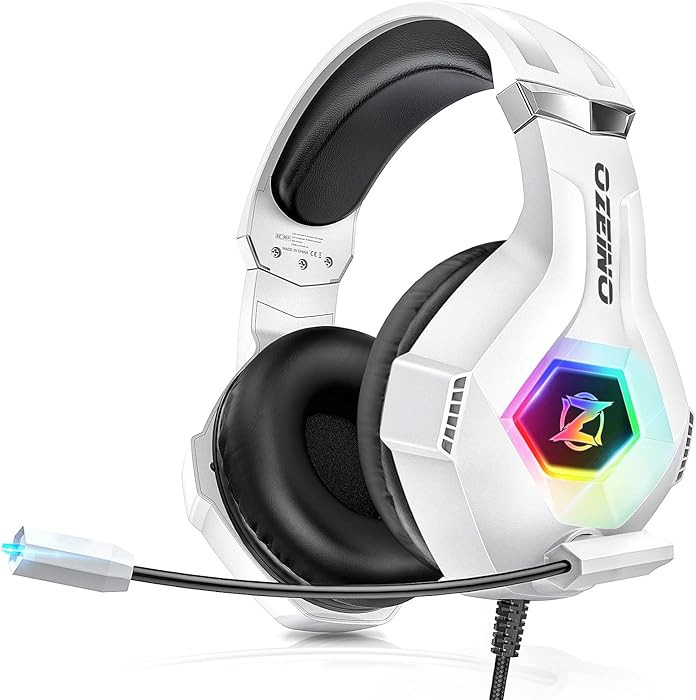 Ozeino Gaming Headset Over Ear Headphones, White | Amazon (US)