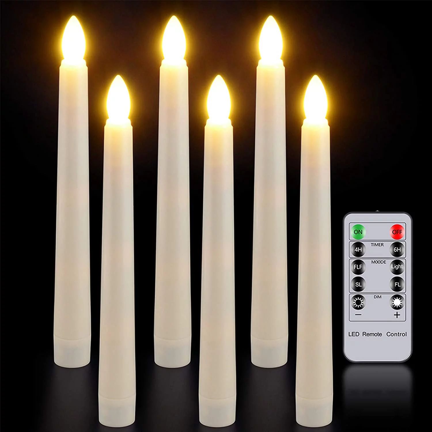 6PCS Flameless Taper Candle Lights with Timer Remote, PChero Battery Operated 7.8' Ivory LED Drip... | Walmart (US)