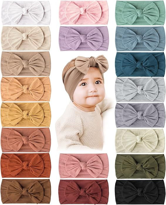 Prohouse 20PCS Baby Nylon Headbands Hairbands Hair Bow Elastics (Clay) | Amazon (US)