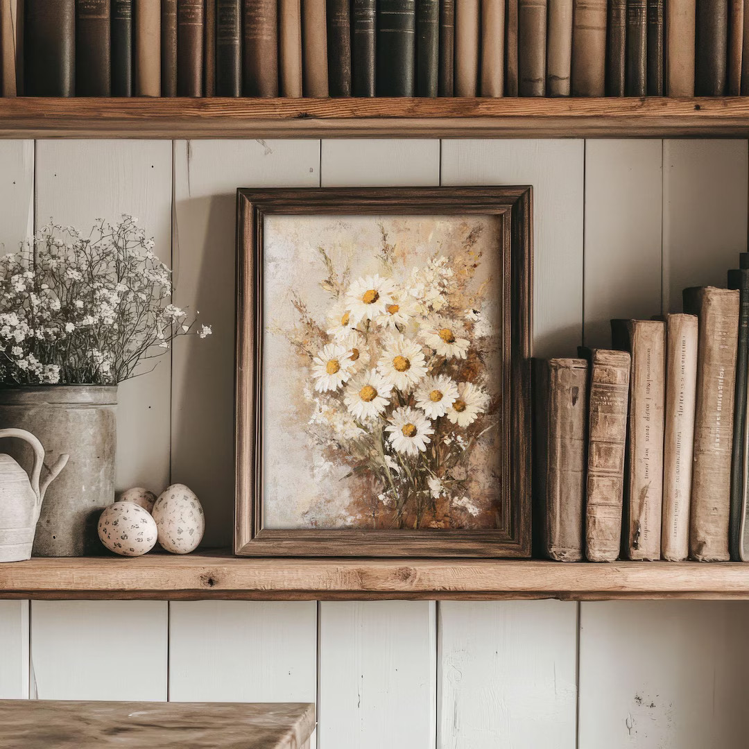 Muted Daisy Print Vintage Style Flower Wall Art | Cottage Spring Decor | PRINTABLE | No. 782 | Etsy (US)