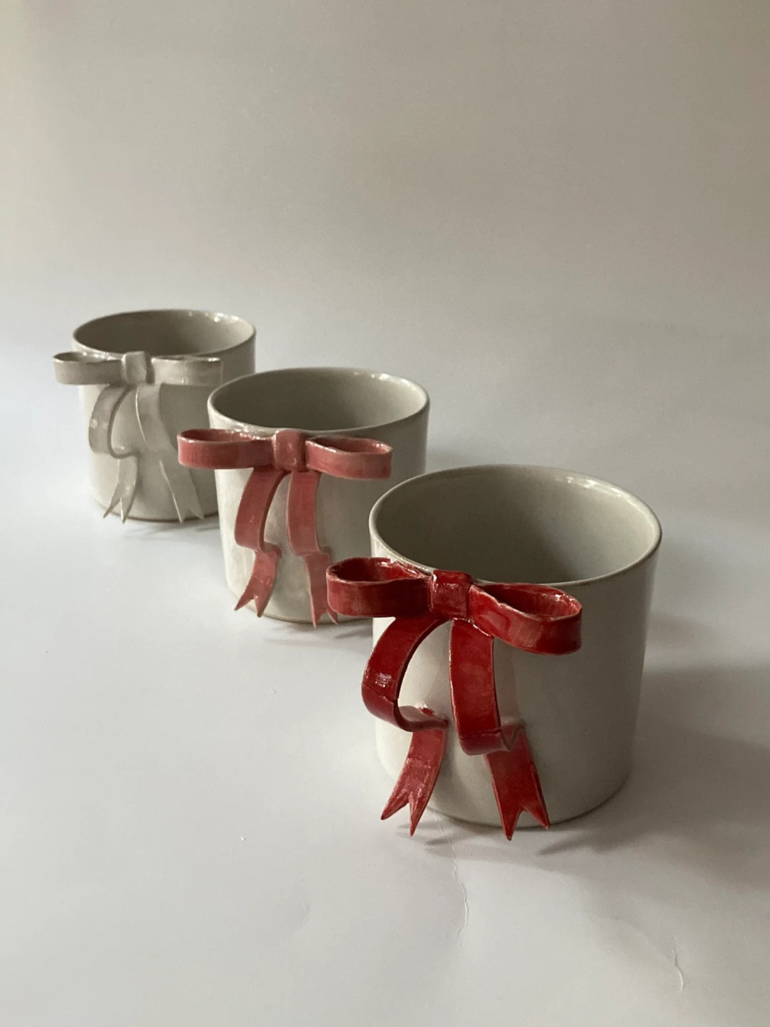 RED/ PINK Bow-tied Mug / 250 Ml/ Ceramic Mug With Bow Handle / Handmade Ceramic Bow-tied Mug / 8.... | Etsy (US)