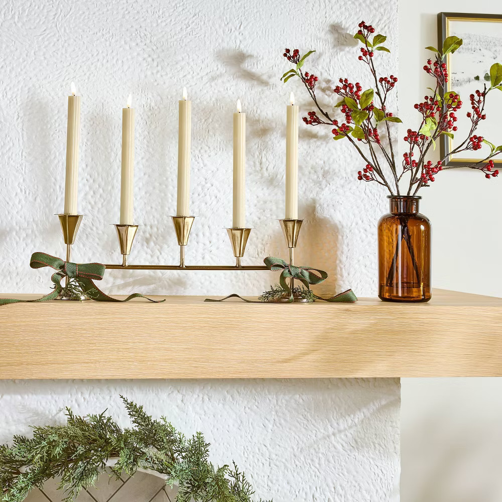 20" Metal Tabletop Taper Candelabra Brass Finish - Hearth & Hand with | eBay | eBay US