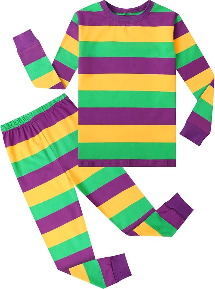 A&J DESIGN Pure Cotton Striped Pjs for 2-14 Years Kids, 2-Piece Pajamas Set. | Amazon (US)