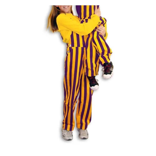 Game Bibs Kids' Purple & Gold Striped Overall Bibs | Scheels