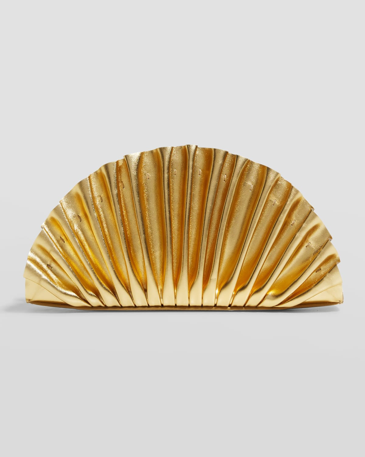 Nala Mini Pleated Metallic Leather Clutch Bag | Neiman Marcus