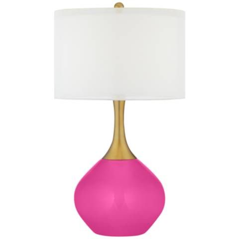 Fuchsia Pink Nickki Brass Modern Table Lamp | Lamps Plus