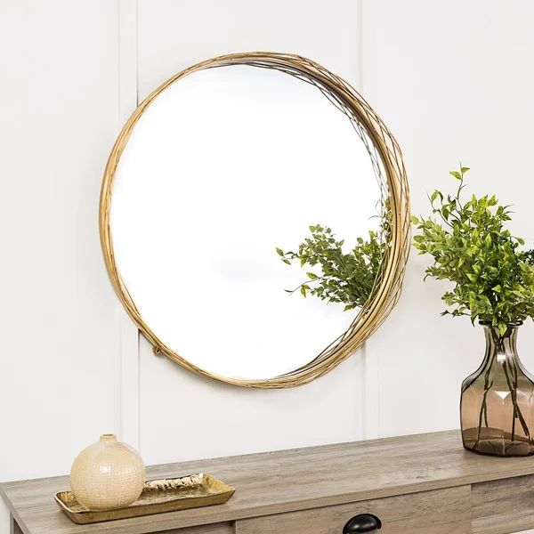 32" Round Wire Nest Frame Mirror - Gold - 32 x 4 x 32h | Bed Bath & Beyond