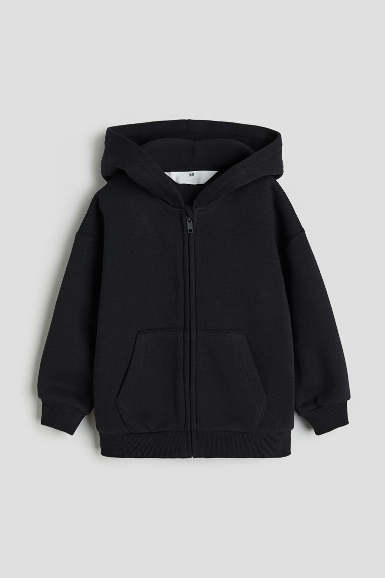 Zip-through hoodie - Black - Kids | H&M GB | H&M (UK, MY, IN, SG, PH, TW, HK)