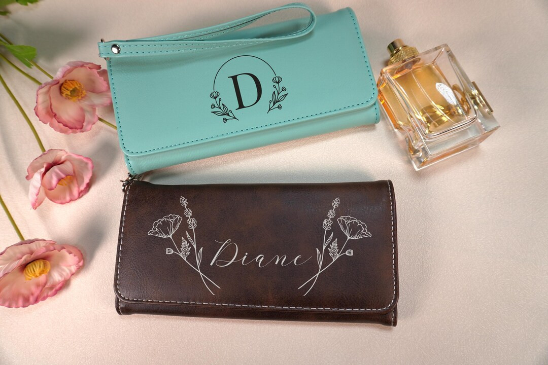 Personalized Leather Wallet for Women, Custom Leather Purse, Women Leather Wallet With Zipper, Cu... | Etsy (US)