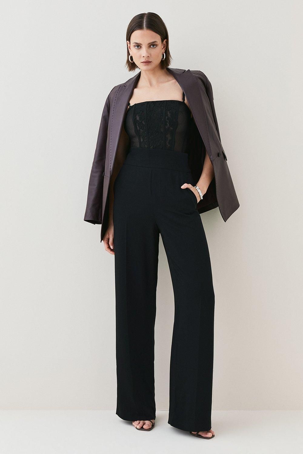 Soft Tailored High Waist Trouser | Karen Millen UK & IE