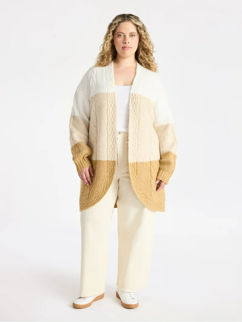 Terra & Sky Women's Plus Open Front Cardigan Sweater, Midweight, Size 1X-5X | Walmart (US)
