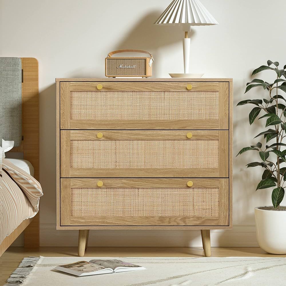 Anmytek Dresser for Bedroom with 3 Drawers, Modern Wood 3 Drawer Dresser, Rustic Oak Chest of Dra... | Amazon (US)