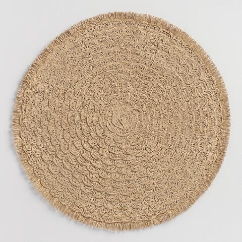 Round Natural Braided Placemats with Fringe Set of 4 | World Market