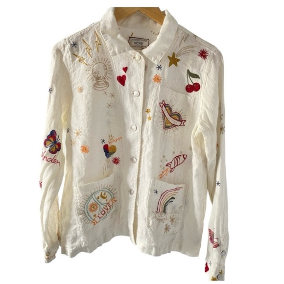 Johnny Was Workshop Odine Embroidered Boho Worker Jacket White XS | Poshmark