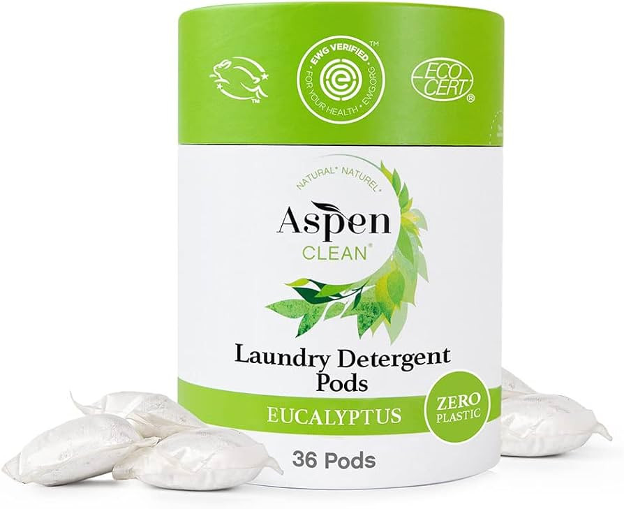 Eucalyptus Laundry Pods by AspenClean, New and Improved Packaging, Zero Plastic, Baby and Pet Saf... | Amazon (US)