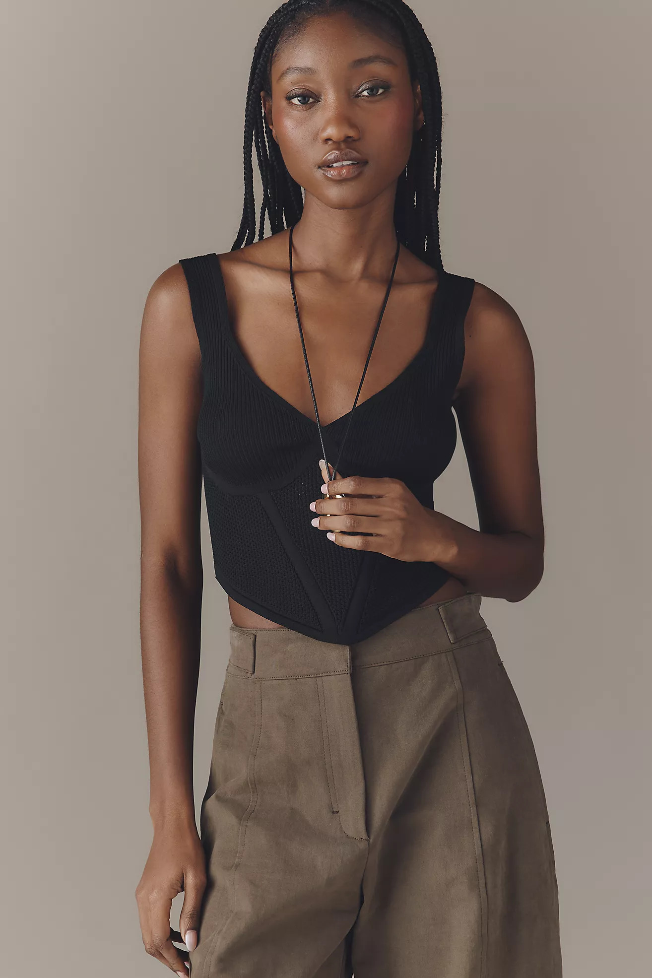 By Anthropologie Sleeveless V-Neck Cropped Sweater Tank | Anthropologie (US)