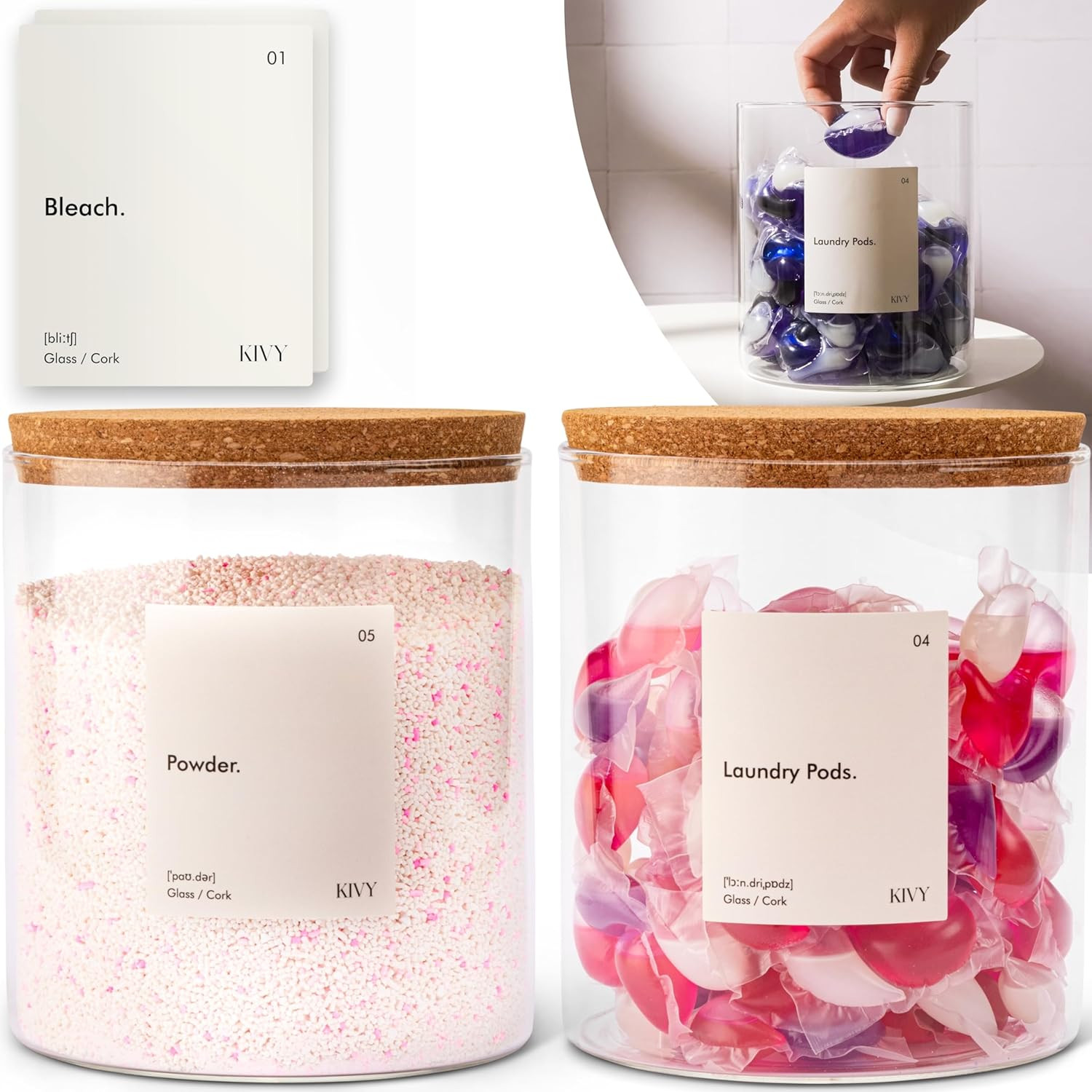 KIVY Contenedores de detergente para ropa [etiquetas impermeables] – Contenedores de lavanderí... | Amazon (US)