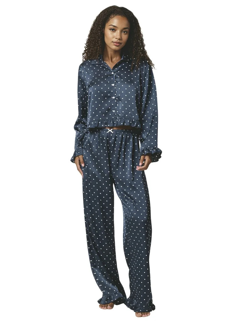 Mills by Millie Bobby Brown Women's Satin Woven Pant with Ruffle, Sizes XS-XXXL | Walmart (US)