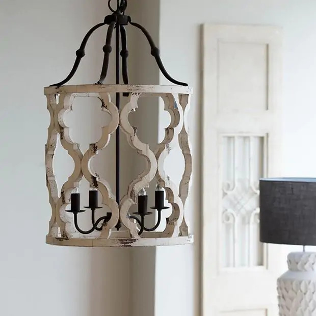 4 Light Fir Wood Chandelier | Antique Farm House