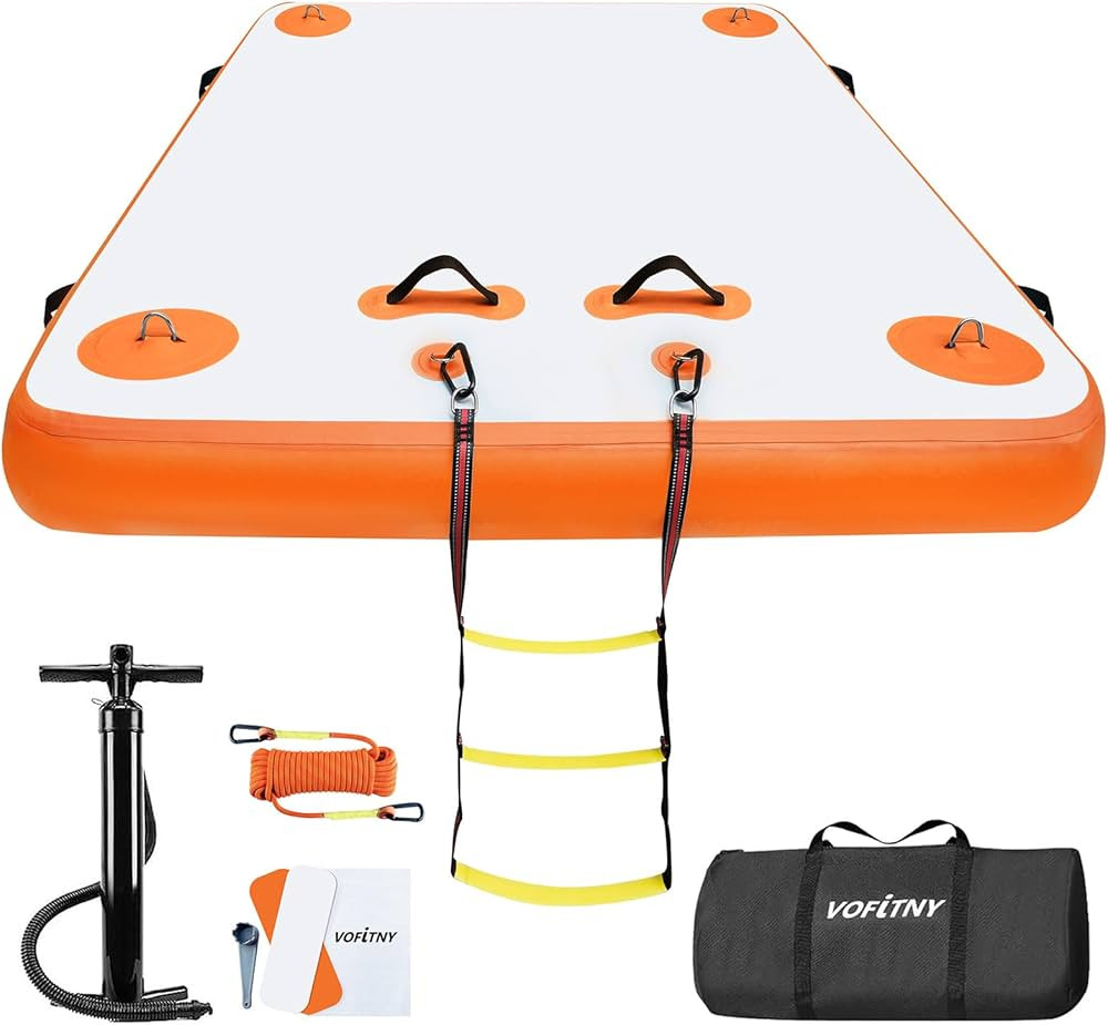 Inflatable Floating Dock Swim Air Platform Island Raft Mat for Lake Pool Beach Ocean with Rope La... | Amazon (US)