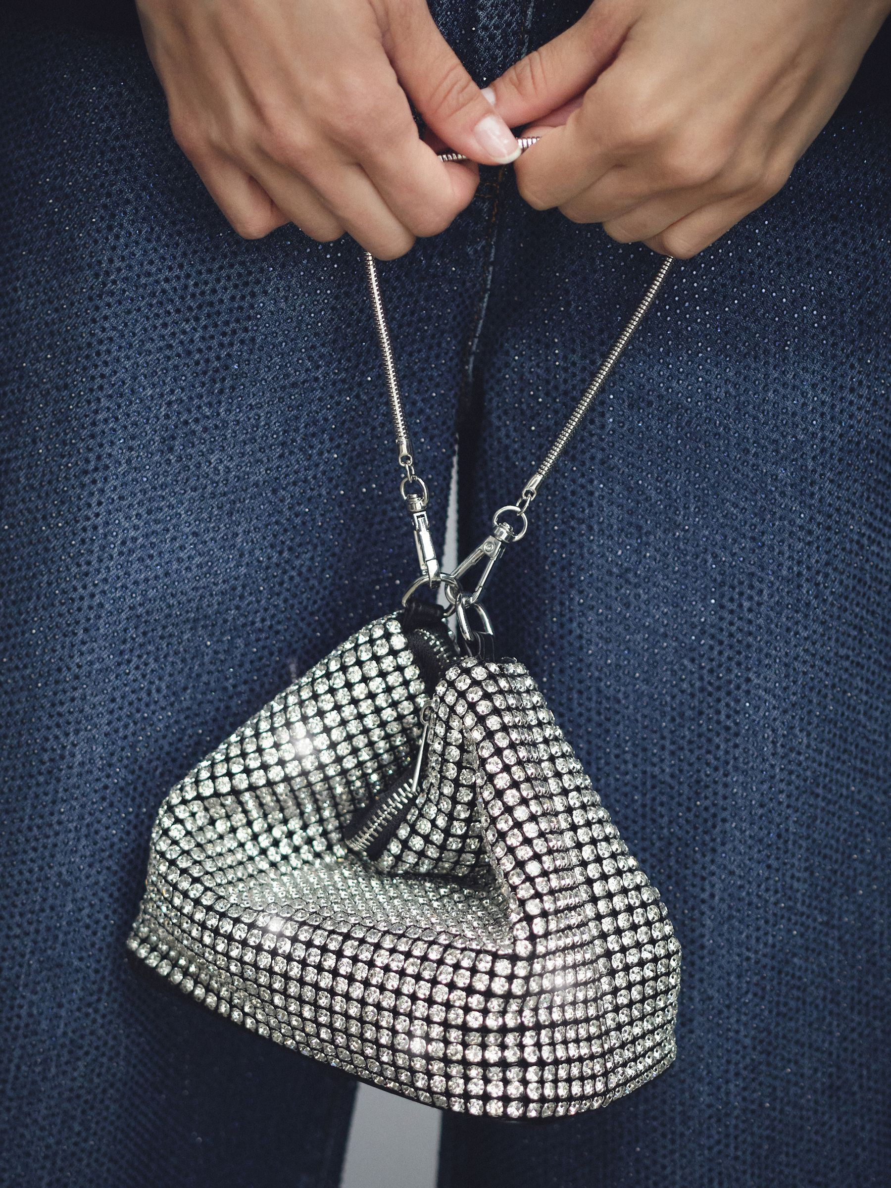 Crystal Bracelet Pouch Bag in Silver | Reiss UK