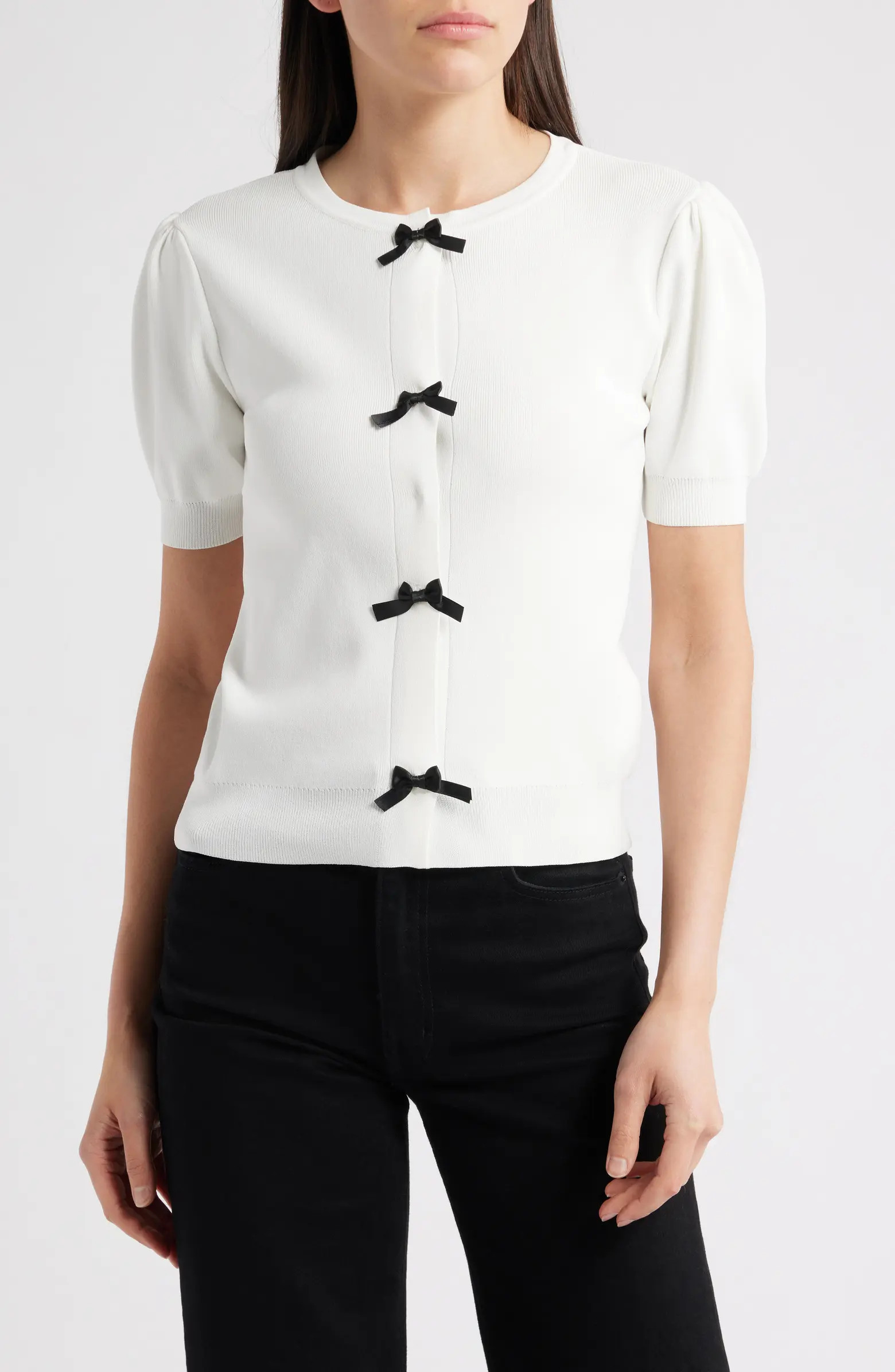 Short Sleeve Bow Cardigan | Nordstrom