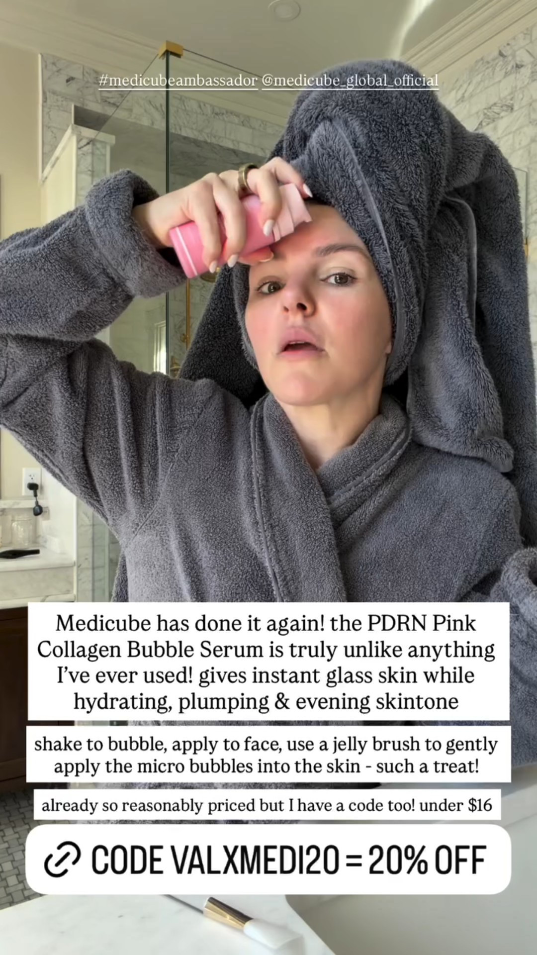shake to bubble, apply to face, use a jelly brush to gently apply the micro bubbles into the skin - such a treat!  #medicubeambassador @medicube_global_official  Medicube has done it again! the PDRN Pink Collagen Bubble Serum is truly unlike anything I’ve ever used! gives instant glass skin while hydrating, plumping & evening skintone  already so reasonably priced but I have a code too! under $16

#LTKSaleAlert #LTKgrwm #LTKBeauty