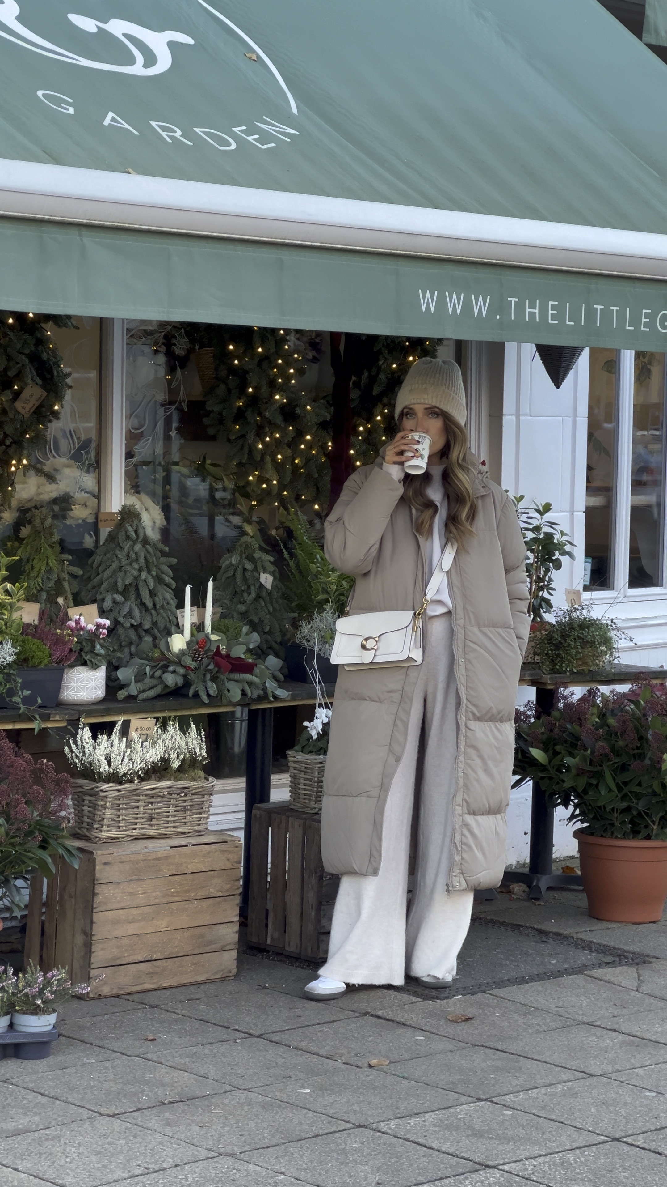 Winter outfit with cream puffer coat and beanie hat 🤍 

#LTKeurope