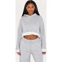 Shape Grey Turn Up Hem Cropped Hoodie | PrettyLittleThing US