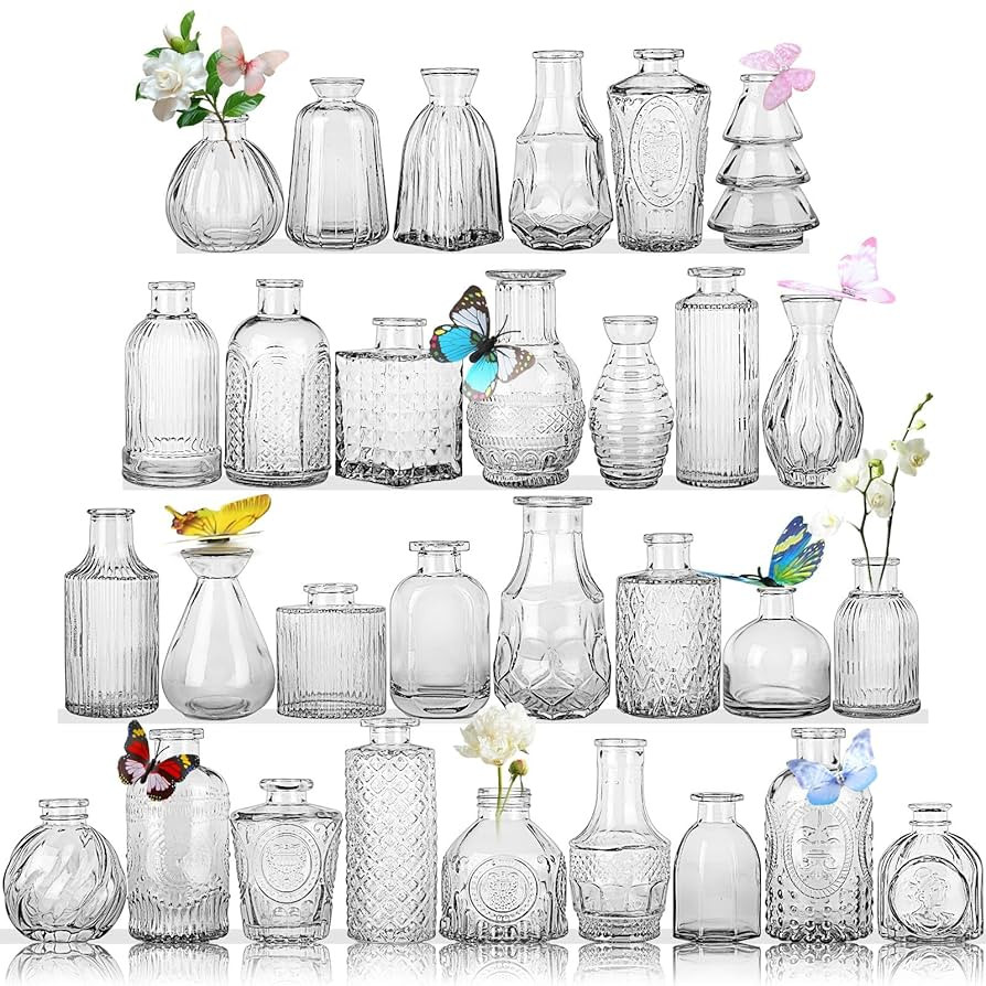 Glass Bud Vases in Bulk Set of 30 Pcs,Small Glass Vases for Flowers as Wedding Centerpieces for T... | Amazon (US)