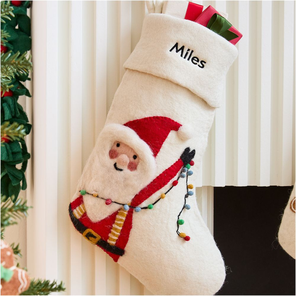 Santa w/ Lights Felt Stocking | West Elm (US)