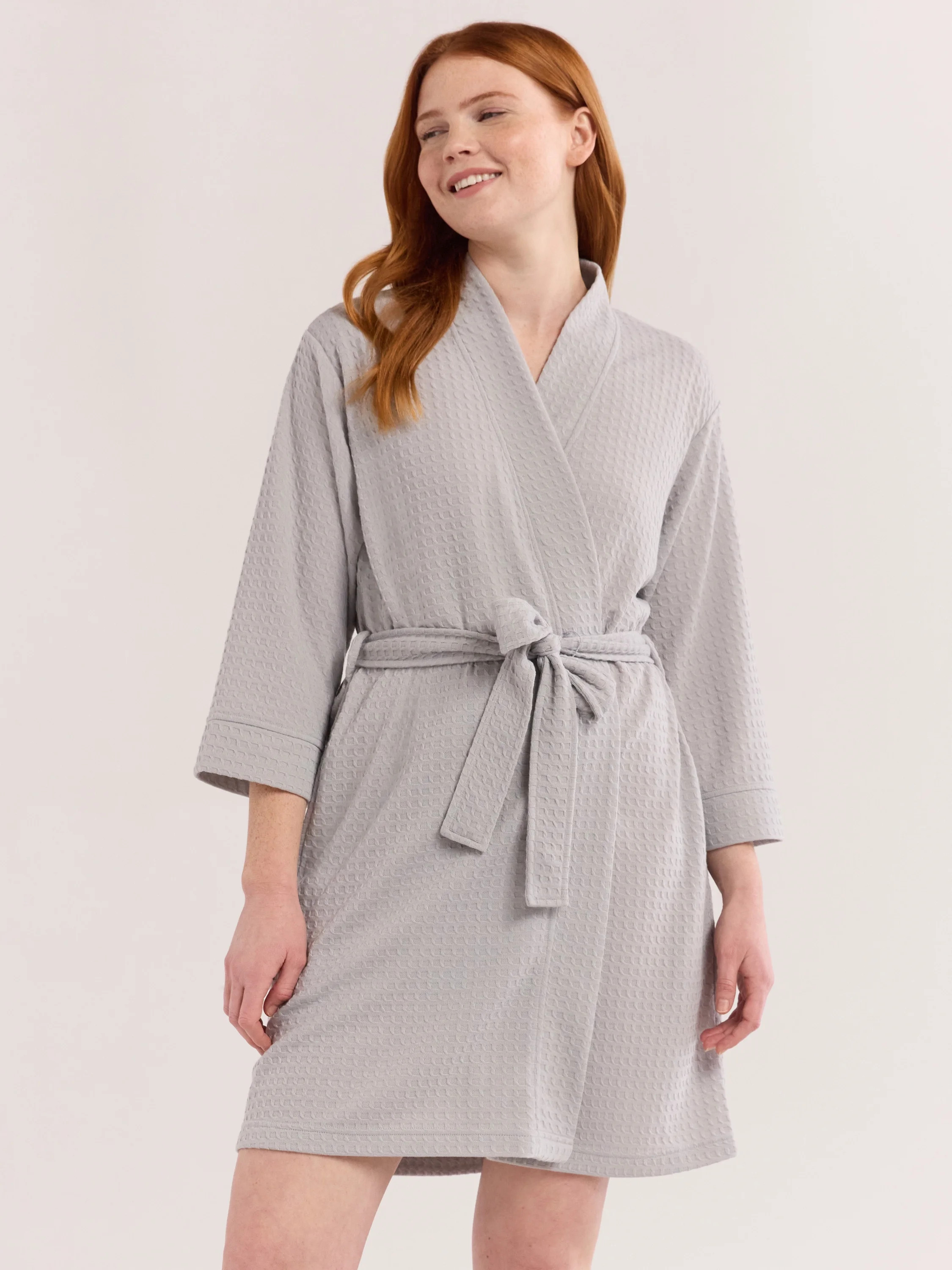 Joyspun Women's Waffle Kimono Short Wrap Robe, Sizes S-3X | Walmart (US)