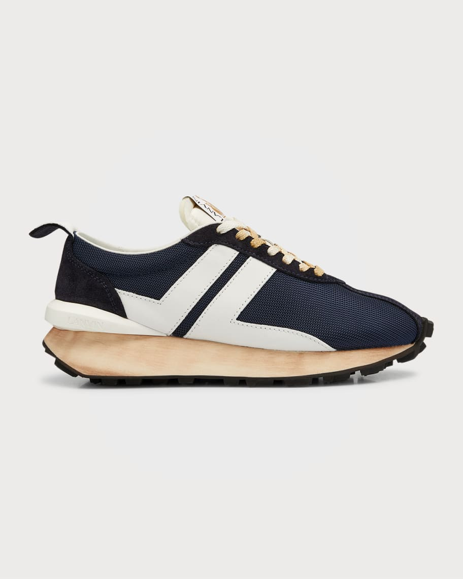 Lanvin Men's Bumpr JL-Logo Mesh Runner Sneakers | Neiman Marcus