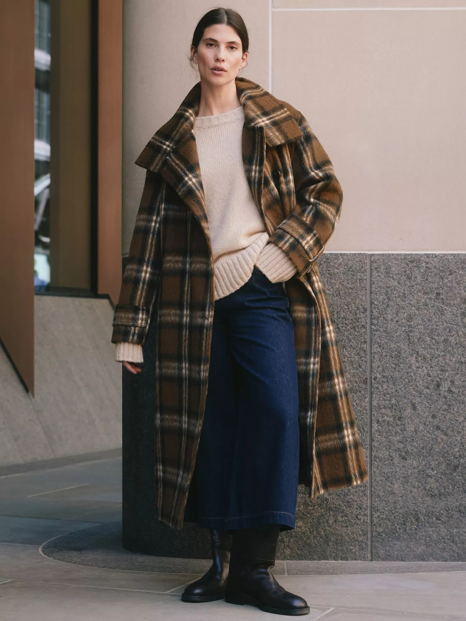 Albaray Check Oversized Coat, Brown | John Lewis (UK)