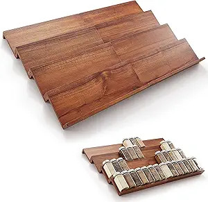 TINAMO Acacia Spice Rack Organizer for Drawer - Wooden Tray Spice Racks Organizer for Cabinet Sto... | Amazon (US)