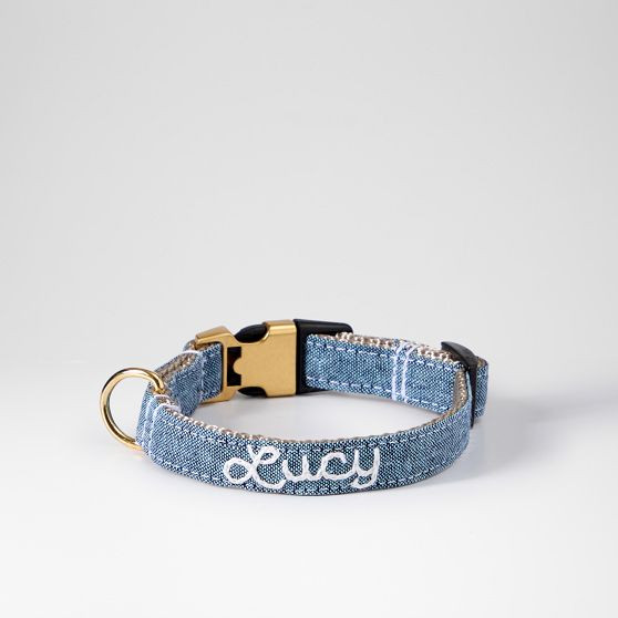 Hand-Embroidered Linen Dog Collar | Mark and Graham