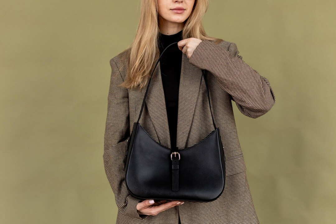 Classic Style Personalized Leather Bag, Black Evening Bag, Leather Shoulder Bag, Women City Purse... | Etsy (US)