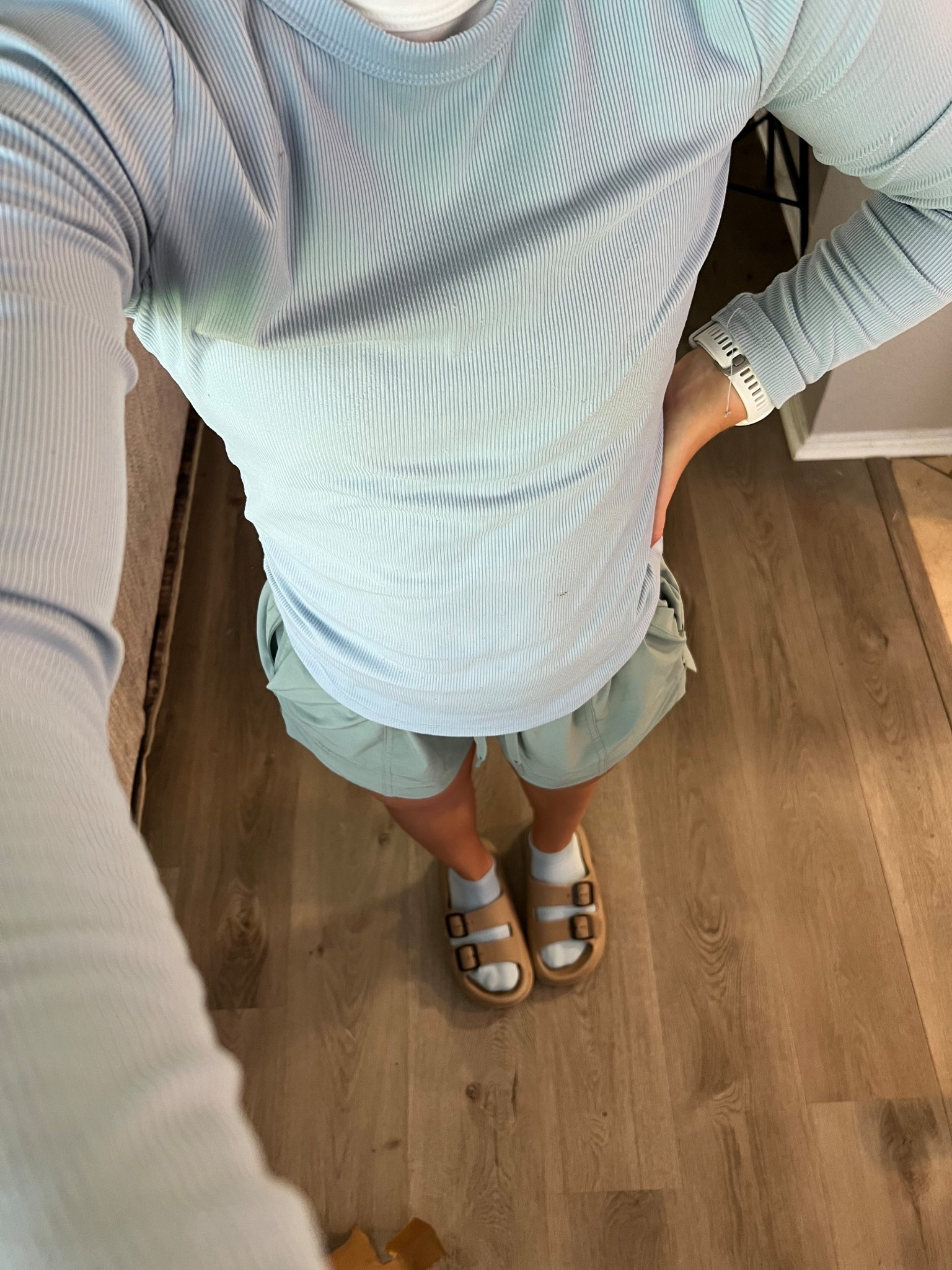 Busy mom outfit of the day 🏃‍♀️☕
This is my go-to everyday athleisure look — layered a ribbed long sleeve top over a classic white muscle tank for that cozy layered feel, paired with high-waisted athletic shorts that are comfy enough for all-day wear. Threw on my favorite cozy crew socks and supportive sandals that are perfect for running errands, chasing my toddler, or getting a quick walk in.

If you’re looking for comfortable mom outfits, casual athletic sets, or just want easy layering pieces for that in-between weather, everything is linked! These are all pieces I wear on repeat — they wash well, feel amazing, and make me feel pulled together with minimal effort.

💬 Save this for outfit inspo & tap to shop everything I’m wearing.

#BusyMomStyle #AthleisureOutfit #MomOutfitInspo #HighWaistedShorts #LayeredLook #ComfyAndCute #OnTheGoStyle #LTKfit #LTKunder100 #CasualMomStyle #EverydayAthleisure #MomUniform #MomLifeStyle 

#LTKActive #LTKFindsUnder50 #LTKShoeCrush