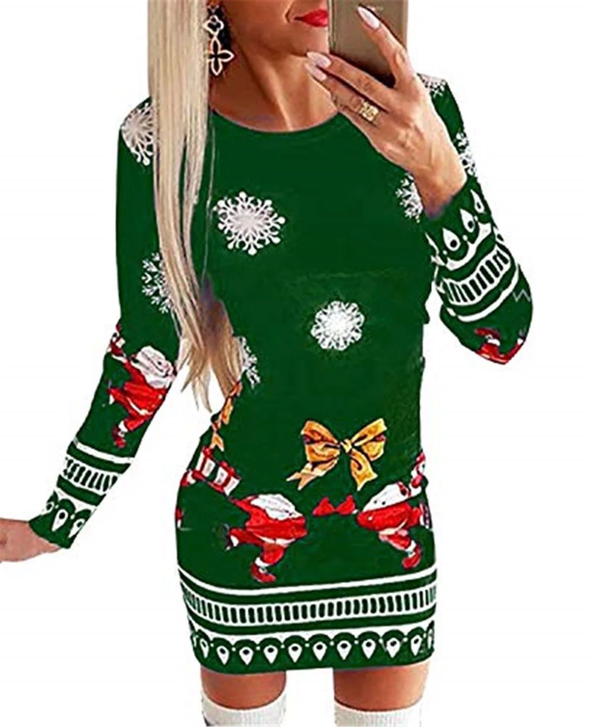 Kiapeise Kiapeise Women Ugly Christmas Sweater Dress Themed Print Long Sleeve Round Neck Dress Fa... | Walmart (US)