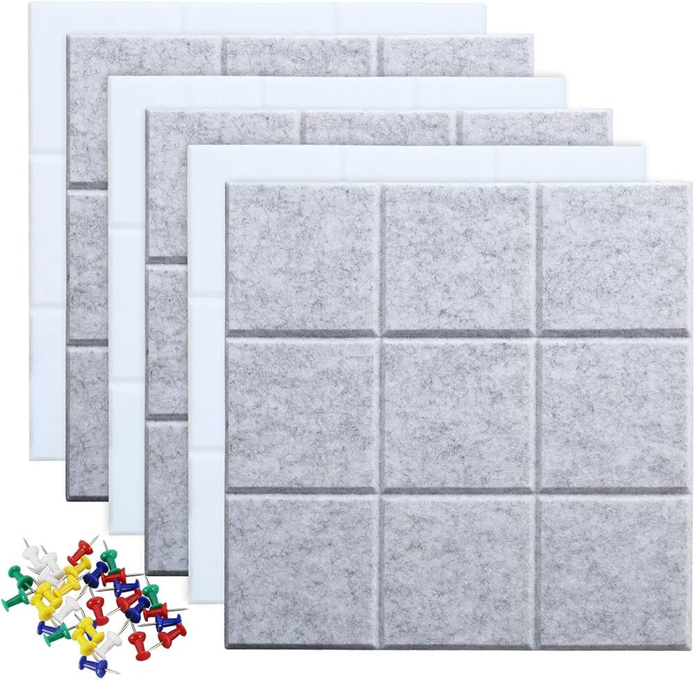 Uoisaiko Large 11.8"x11.8" Felt Board Tiles for Wall with 30 Push Pins, Pack of 6 Pin Board Notic... | Amazon (US)