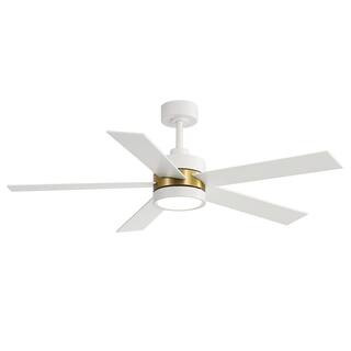 Mayra 52 in. Integrated LED Indoor Gold and White Ceiling Fans with Light and Remote Control Incl... | The Home Depot