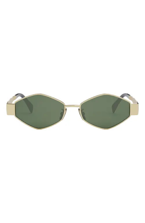CELINE Triomphe 54mm Geometric Sunglasses in Shiny Endura Gold /Green at Nordstrom | Nordstrom